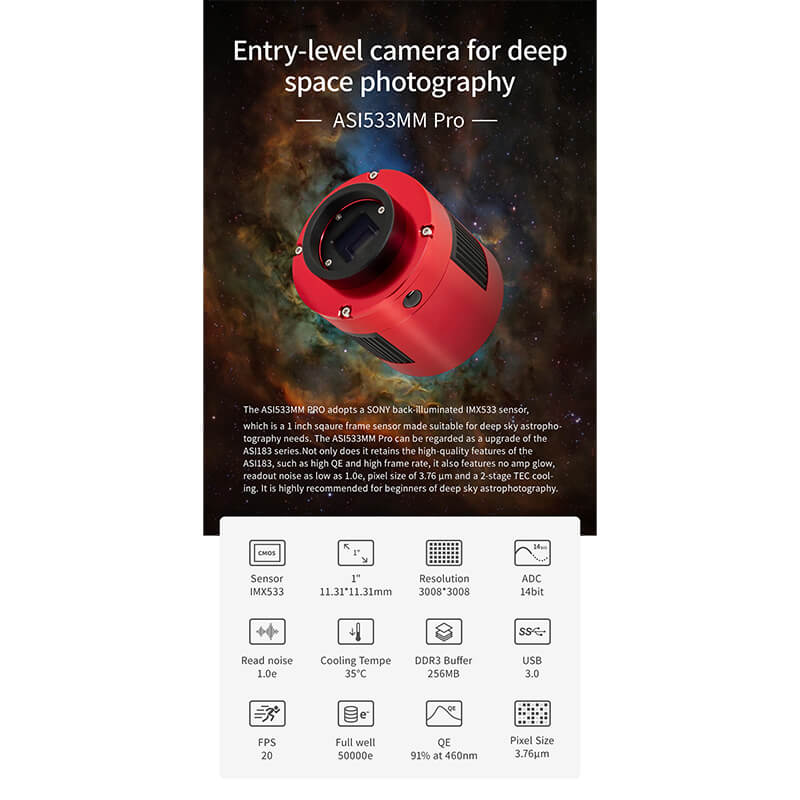 Camera CCD ZWO ASI 533MM PRO monocrom image 2