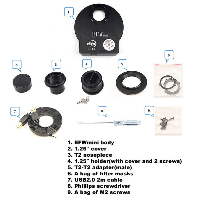 Roata motorizata ZWO EFW Mini pentru filtre 5x1.25 image 3