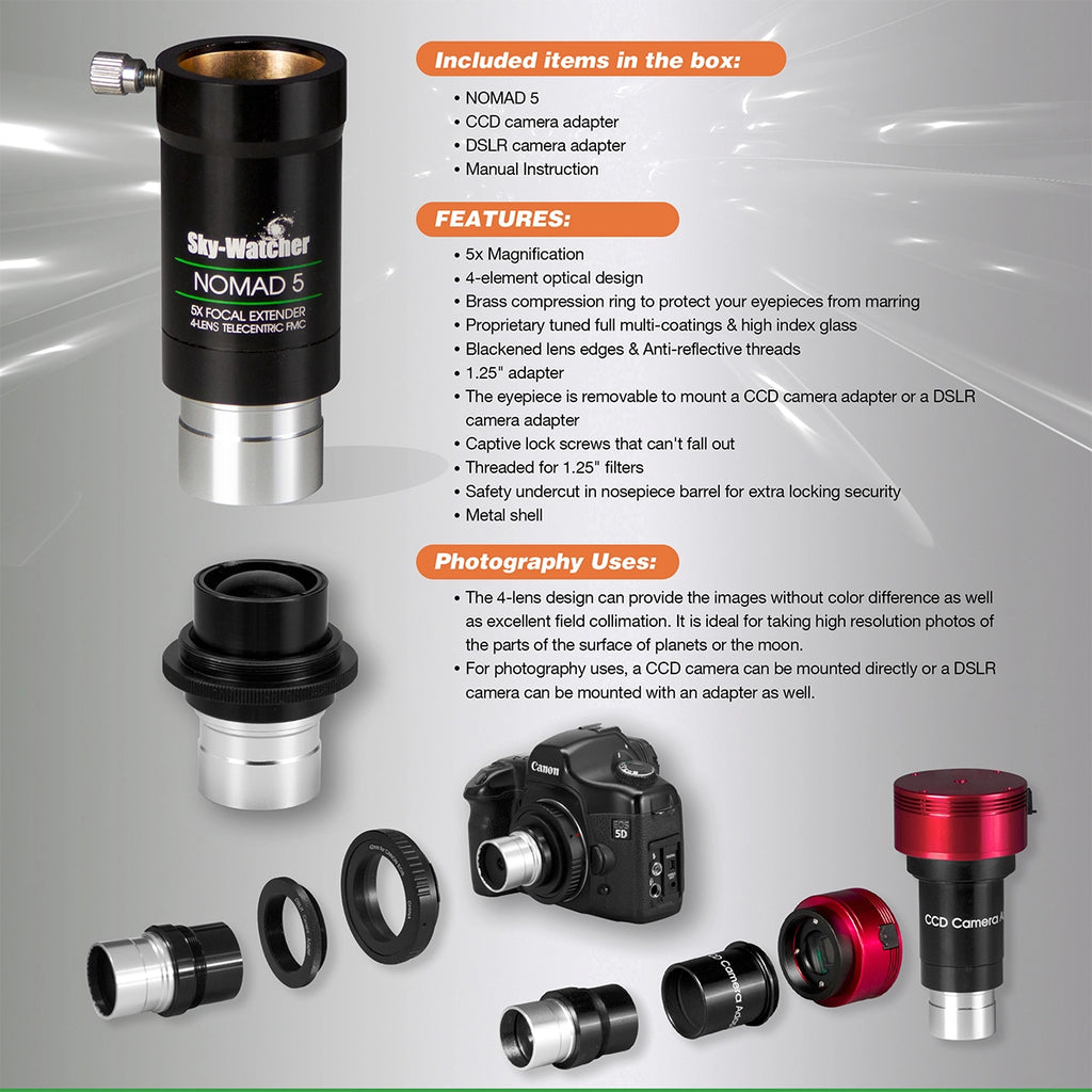 Barlow Skywatcher Nomad 5x APO - 31,7mm
