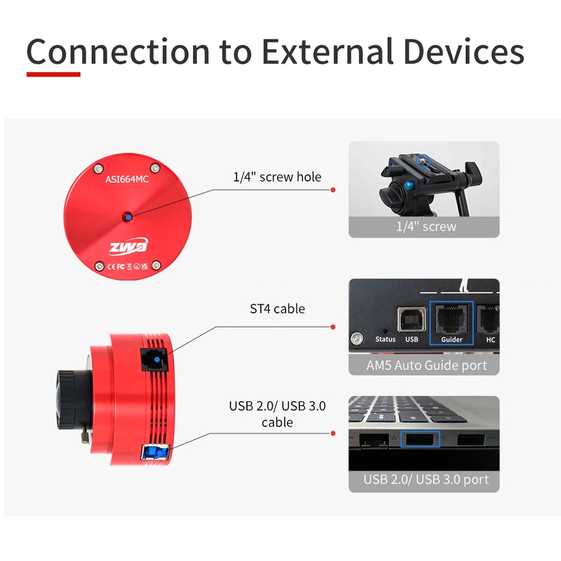 Camera CCD ZWO ASI 664MC colorat USB3