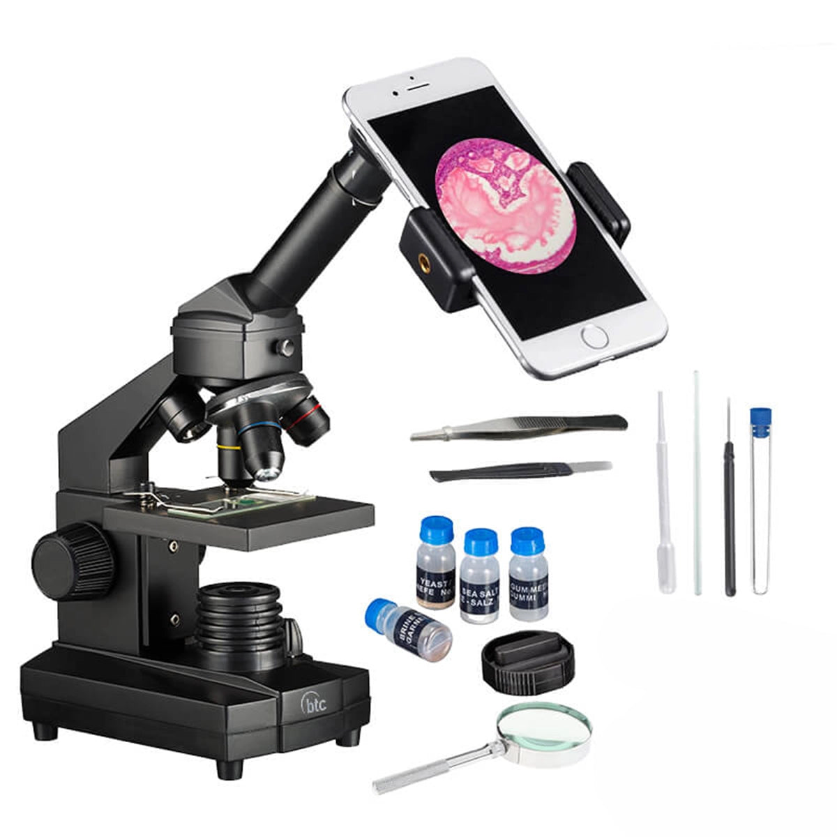 Set microscop biologic pentru elevi Student 12 (40-640x) cu LED cu trusa