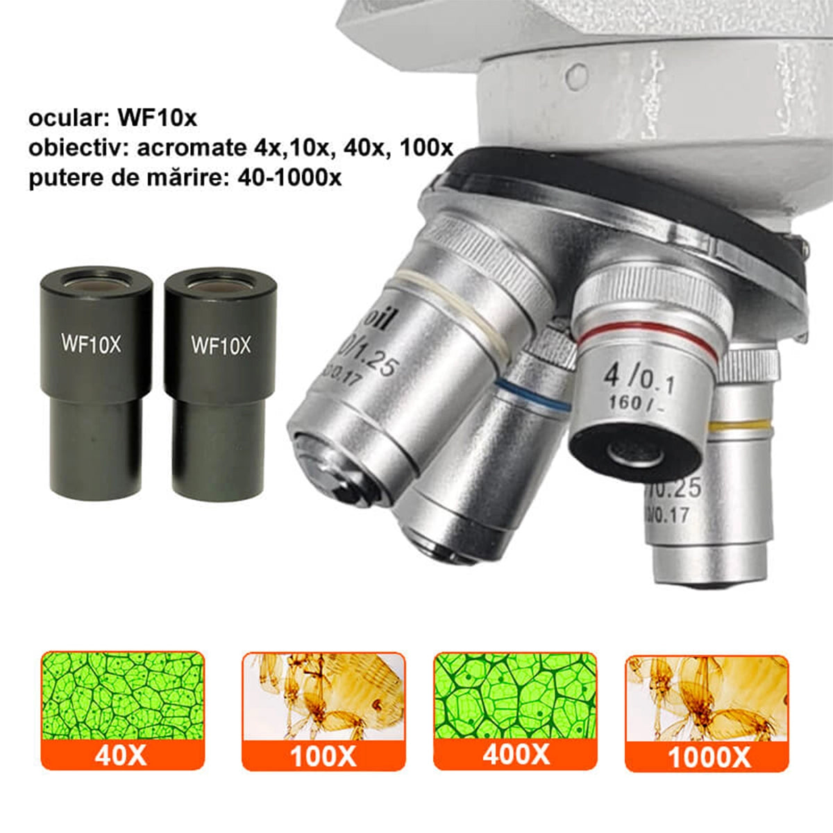 Microscop biologic trinocular BIM-105T (40x - 1000x) cu LED