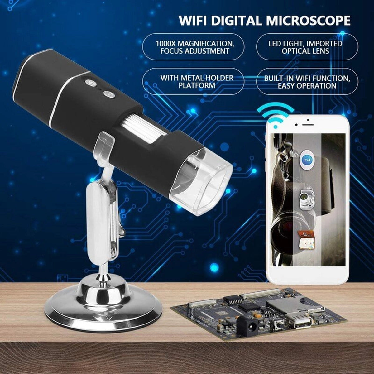 Microscop digital portabil MicroQ WiFi FullHD (50-1000x)