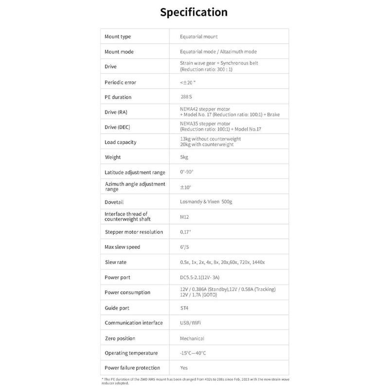 Montura ecuatoriala ZWO AM3 Harmonic - GoTo travel