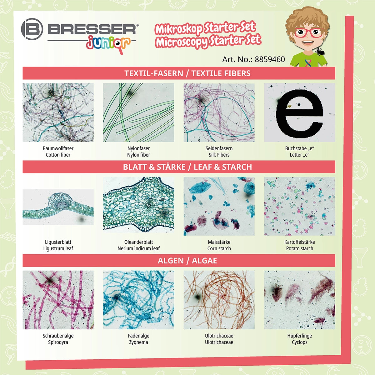 Preparate pentru microscop BRESSER JUNIOR (24 buc)