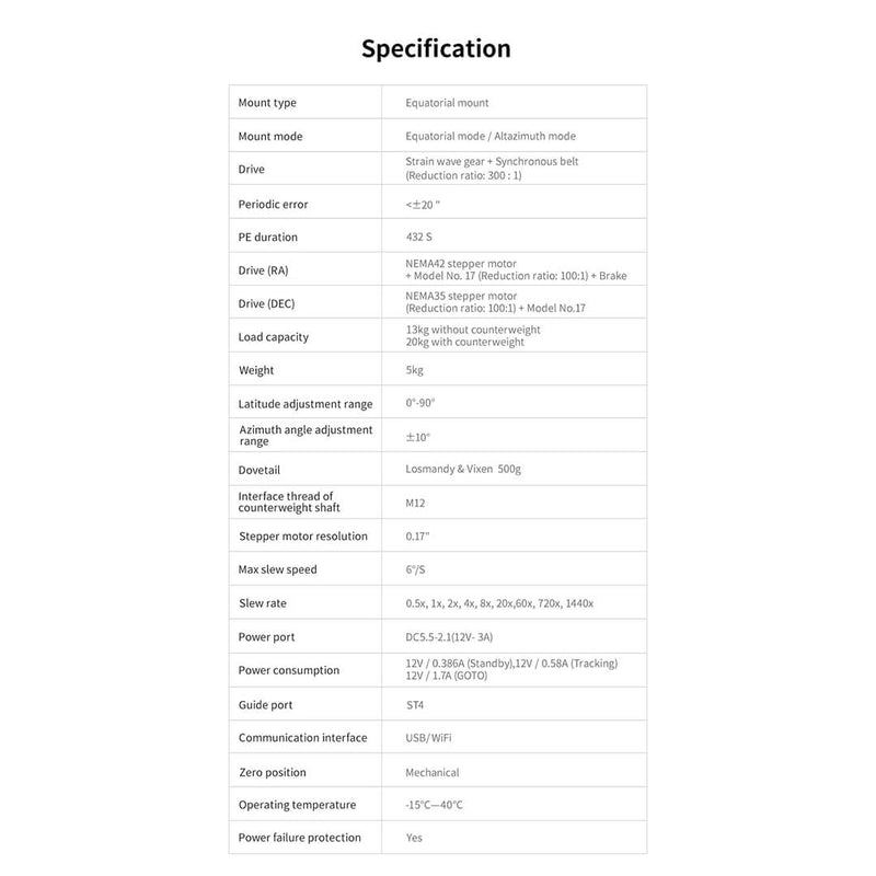 Montura ecuatoriala ZWO AM5 Harmonic - GoTo travel