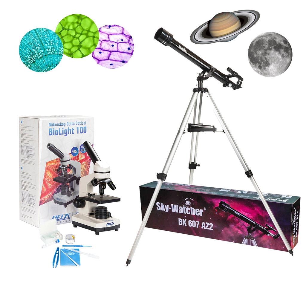 Set pentru copii Telescop 60/700 AZ2 si microscop BioLight 100 Alb
