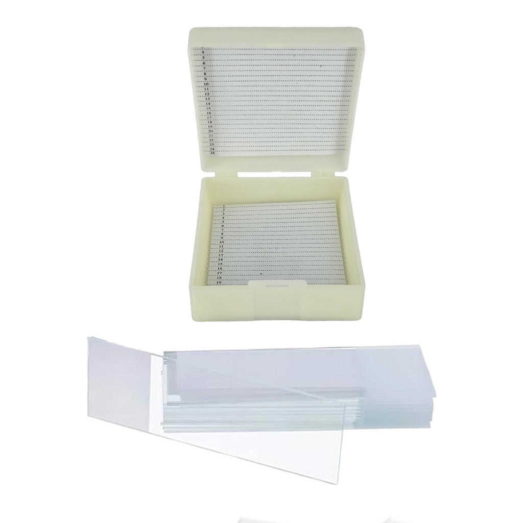 Set 25 lame de microscop cu cutie (plastic)