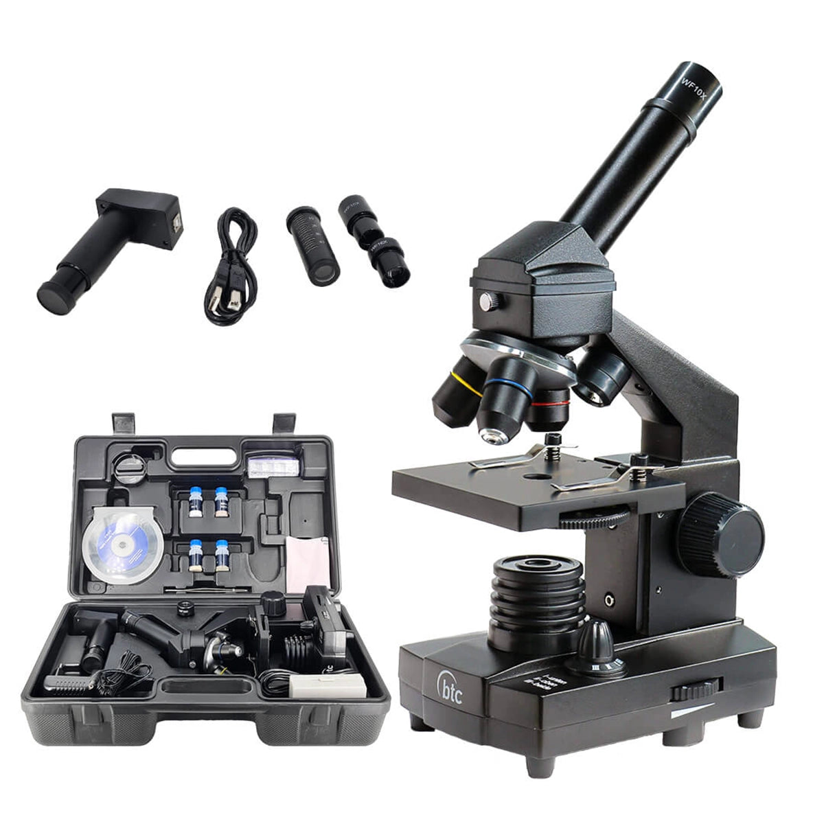 Set microscop biologic Student 12 cu camera (40-640x) pentru copii si elevi