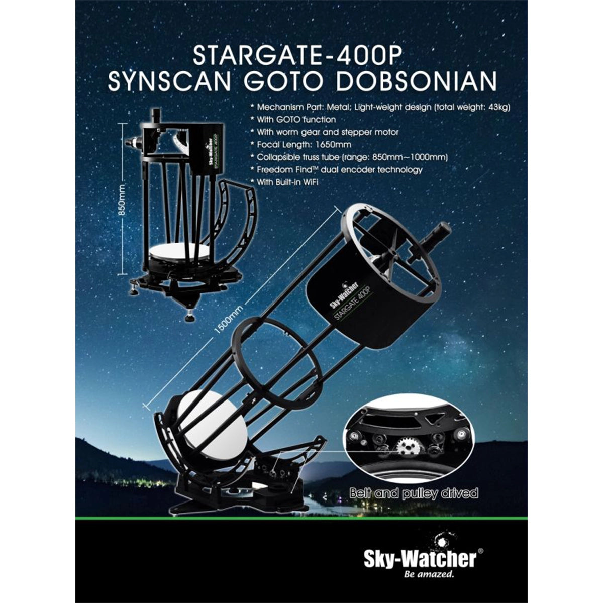 Telescop Dobson SkyWatcher Stargate 406/1650 Truss Tube GoTo