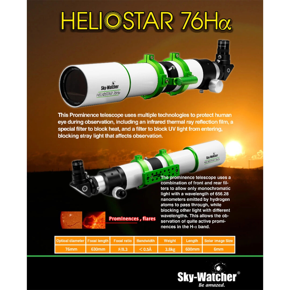 Telescop SkyWatcher Heliostar 76 H-alpha