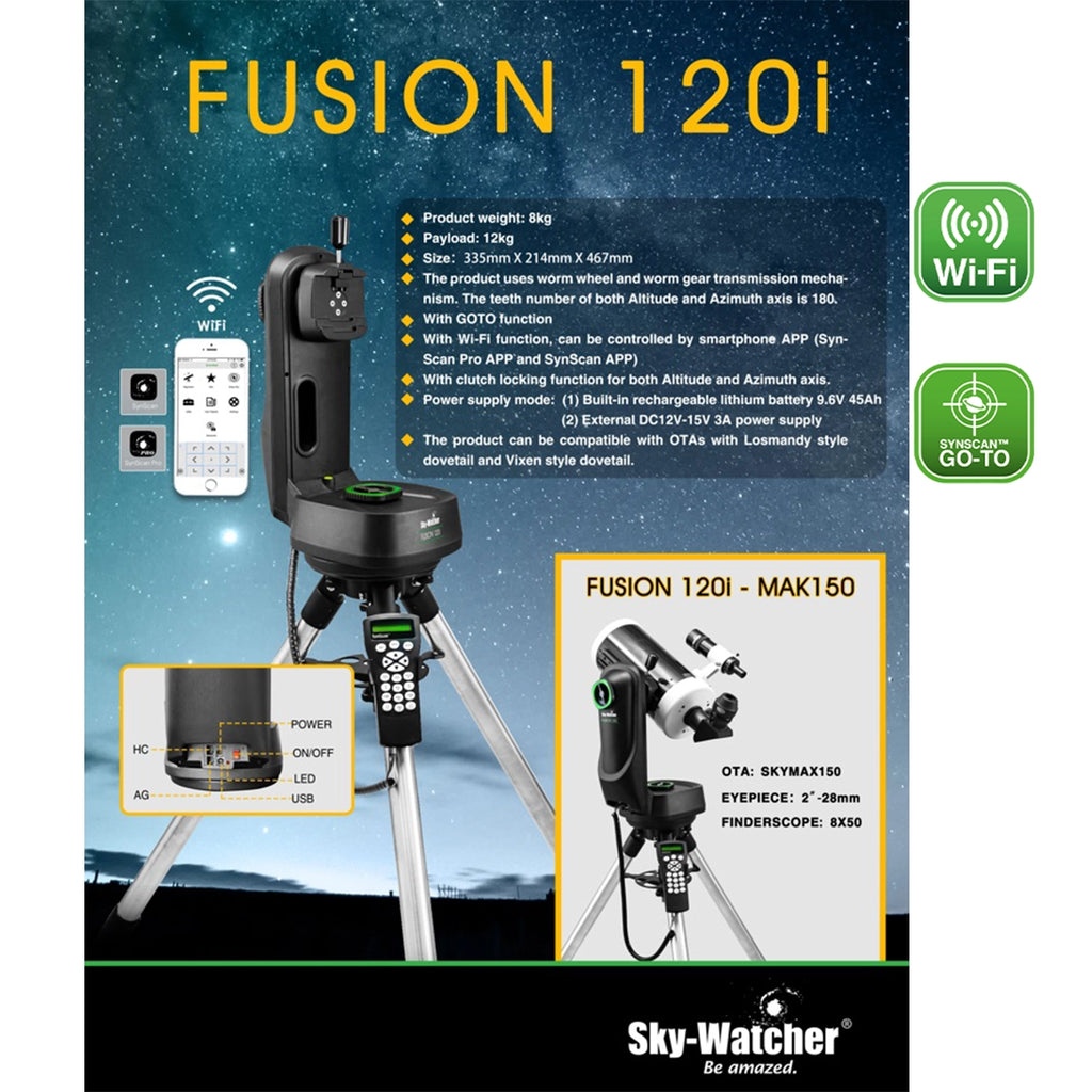 Telescop Skywatcher Maksutov SkyMax 150/1800 PRO Fusion 120i AZ GoTo
