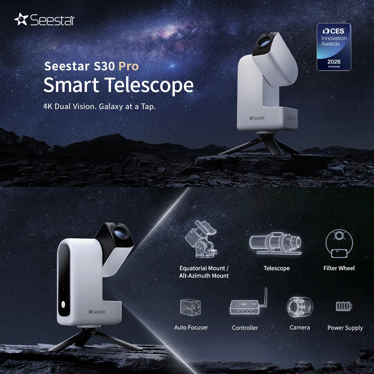 Telescop inteligent ZWO SeeStar S30 PRO Smart