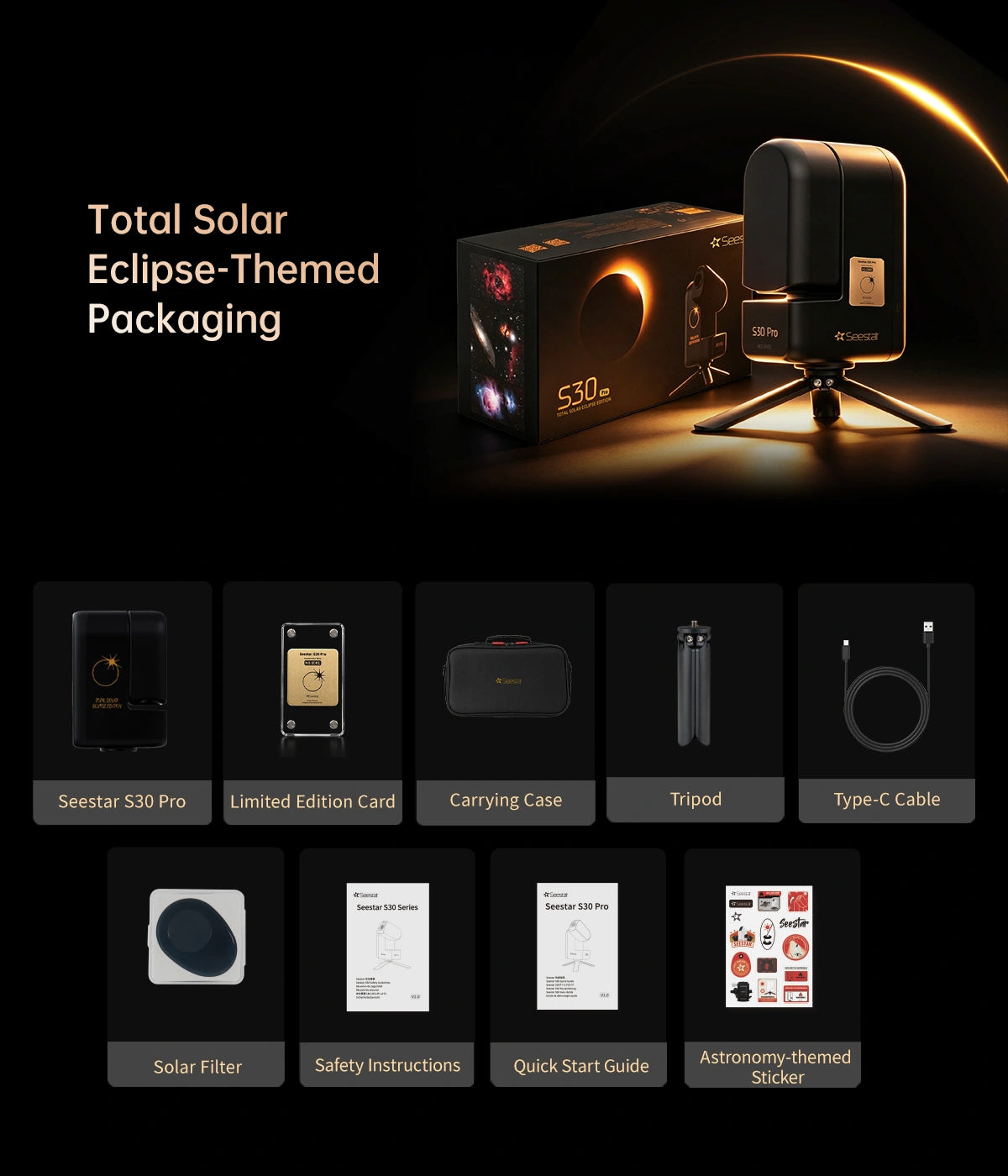 Telescop inteligent ZWO SeeStar S30 PRO Total Solar Eclipse Edition