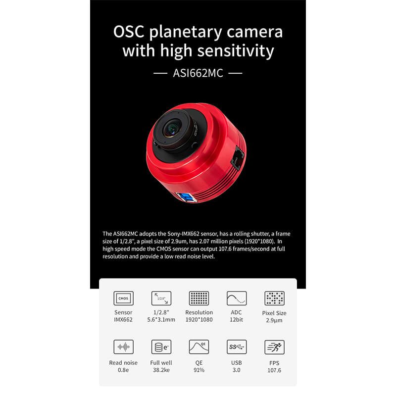 Camera CCD ZWO ASI 662MC colorat USB3 image 2