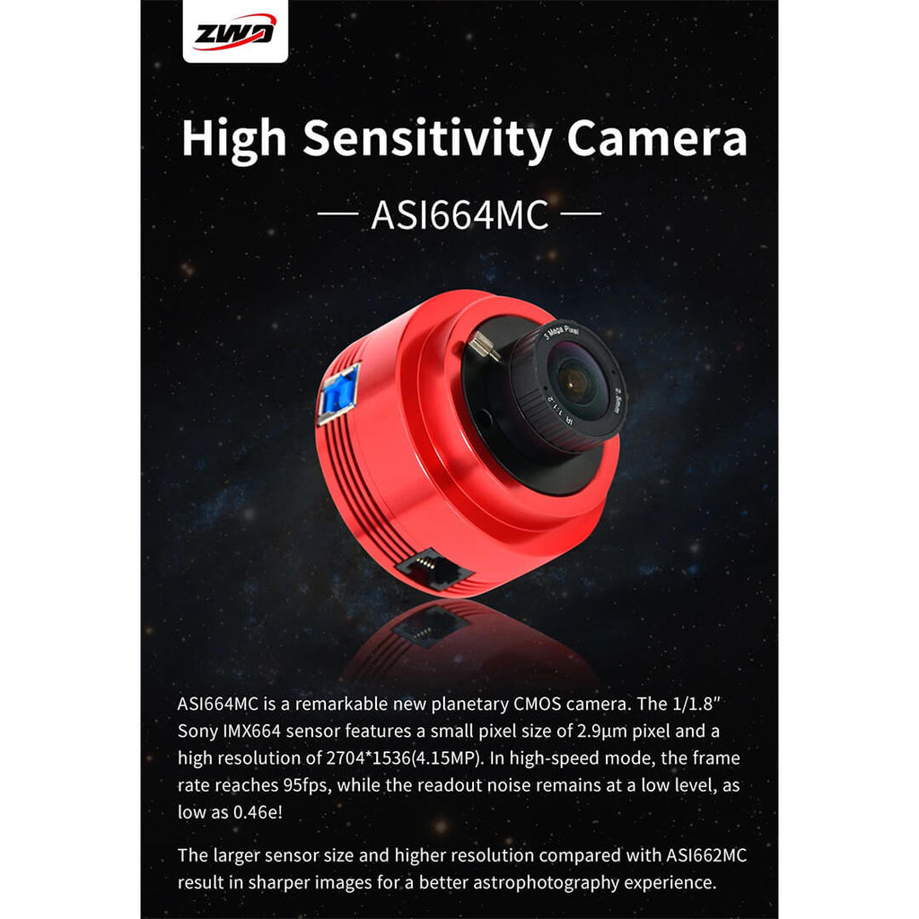Camera CCD ZWO ASI 664MC colorat USB3